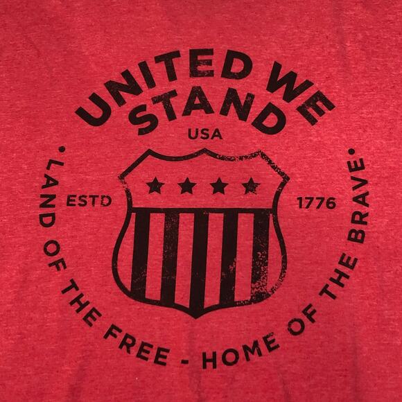 United We Stand Crest Land of the Free Graphic Tee Shirt Men's XXL Red - Picture 2 of 4